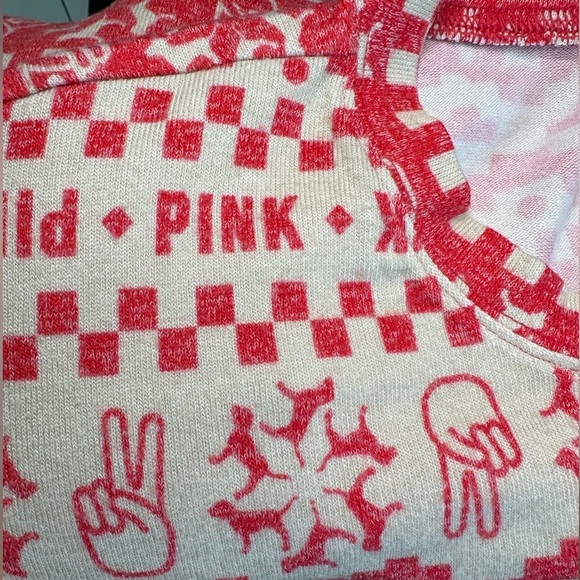 NWT, PINK by Victoria’s Secret Long Sleeve Sleepwear Top. Size Large. Red/Cream - Picture 8 of 8
